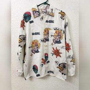 Zara Men’s Graphic Graffiti Denim Shirt Jacket Shacket Size M